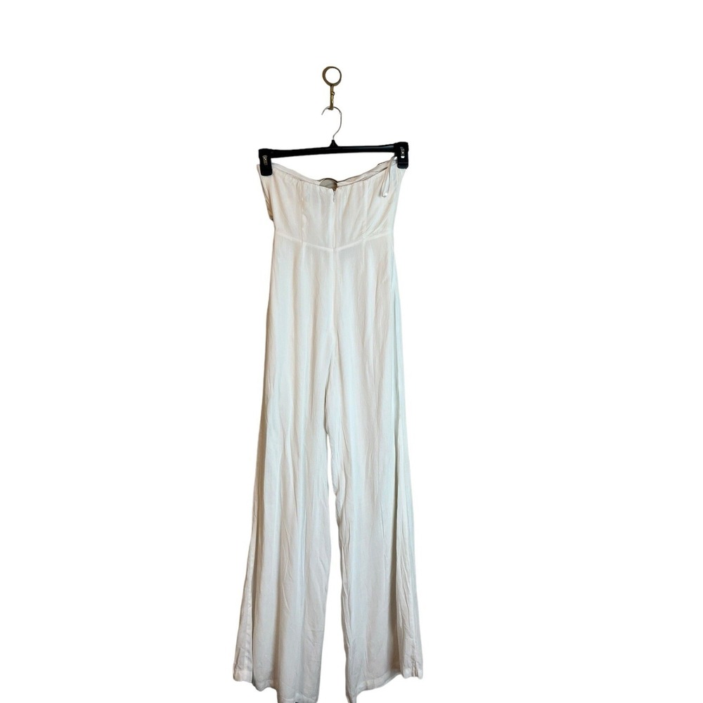 Runaway The Label Etta Jumpsuit XS US 2 White Wide Leg Strapless Ring Detail - Picture 4 of 9